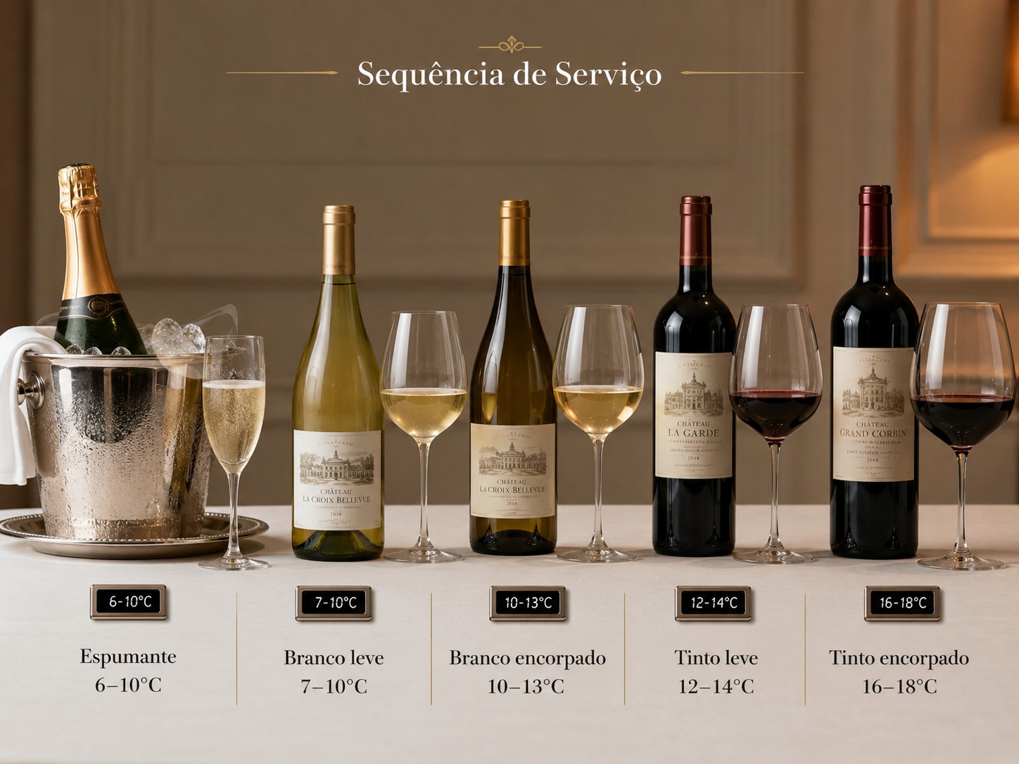 Sequência de serviço do vinho